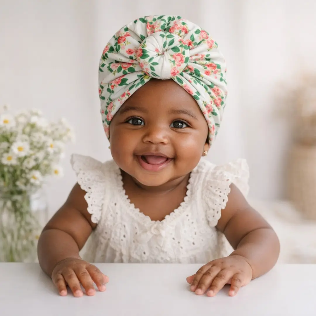 Turban Bébé Bohème à Fleurs – Élégance, Fraîcheur et Douceur pour votre Petite Princesse – Image 2